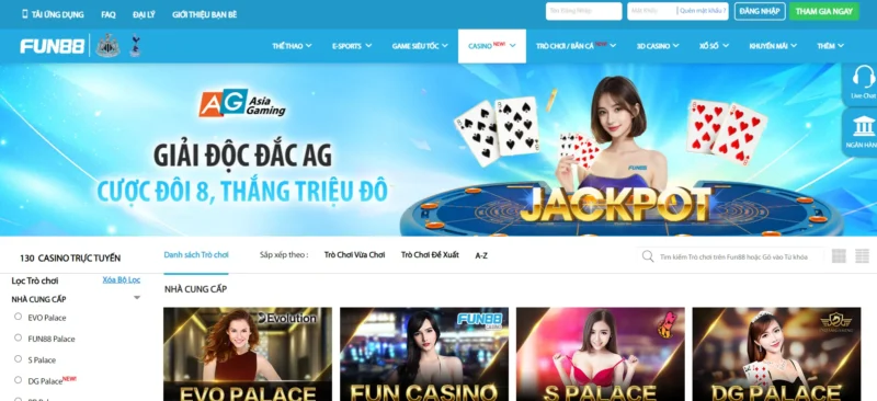 Tổng quan về lĩnh vực Live Casino đối với người dùng Fun88