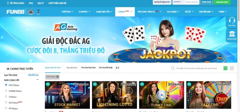 Giới thiệu tất tần tật về sảnh casino tại Fun88 đăng nhập cho anh em